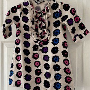 Little Marc Jacobs Girls 100% Silk Ruffle Floral Long Sleeve Dress Size 3 3A